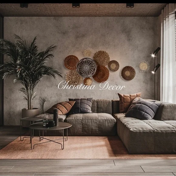 Set of 10 Seagrass Wall Basket For Wall Decor, Natural African Baskets - Picture 6 of 11